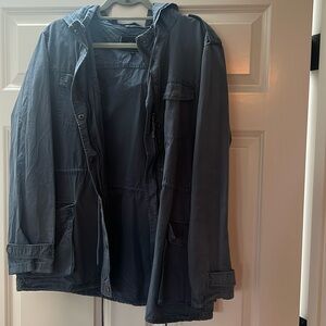 Light blue hooded utility jacket